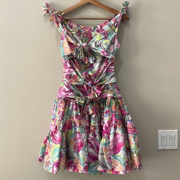 Jill Stuart Cocktail Colorful Bow Ruffle Dress in size 1 - Picture 1 of 10